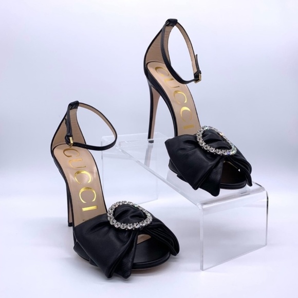 GUCCI Black Nappa Charlotte Lambskin Sandals, Black Size 40 with Box - Picture 4 of 17